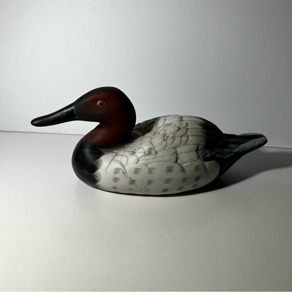 Ceramic Canvasback Duck Decoy Figure Display hand painted redhead  Vintage